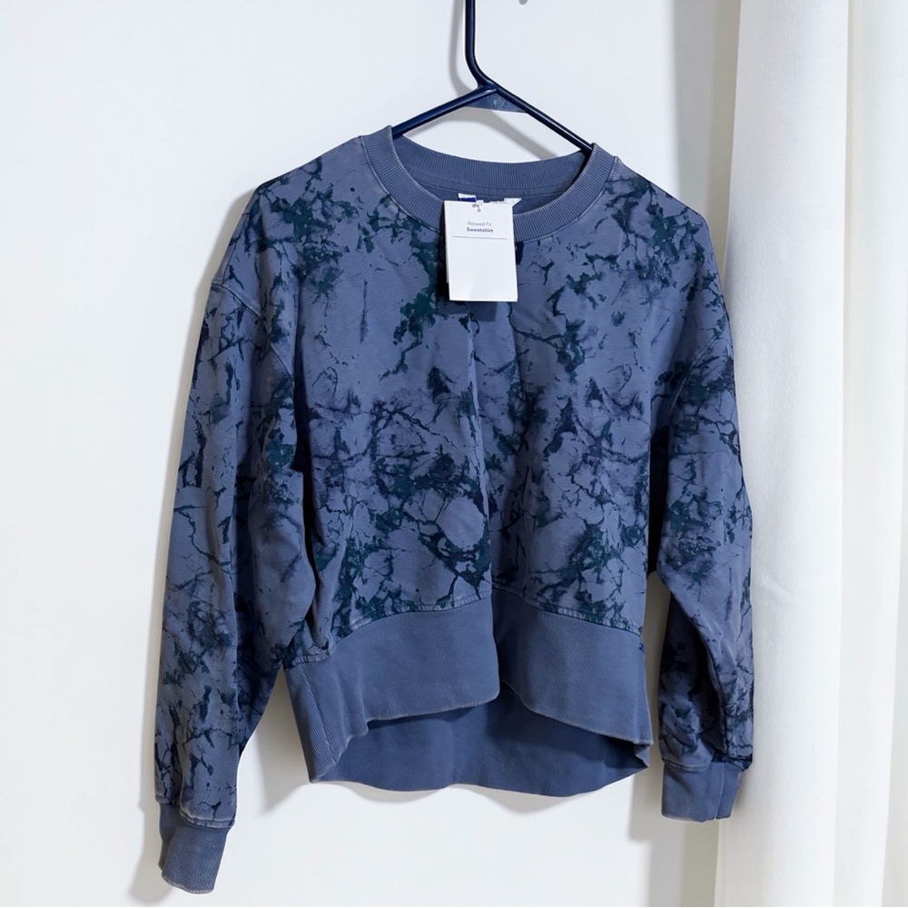 Joy Lab Target NWT Slate Blue Marble Oversized Cropped Sweatshirt Size Small